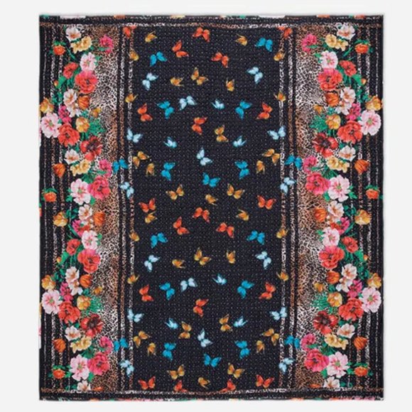 Johnny Was Reversible Floral/Cheetah Print Cotton Quilt - Picture 5 of 6